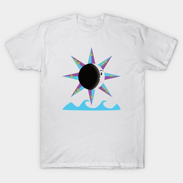 Wind rose with moon and sea T-Shirt by GiCapgraphics